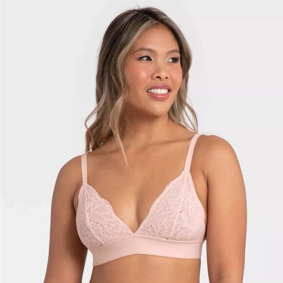 All You Lively NWT Longline Lace Bralette in Orchid Pink Size Large - Picture 1 of 5